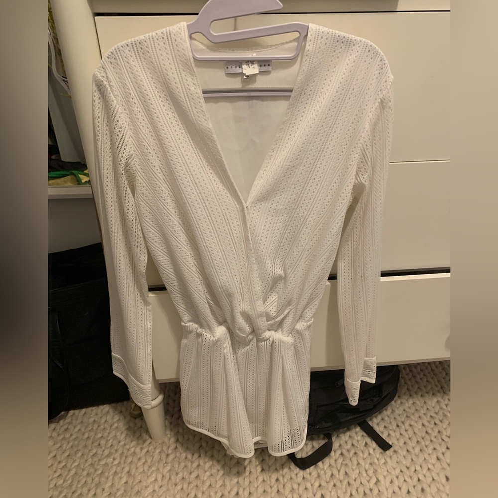 Long sleeve white romper